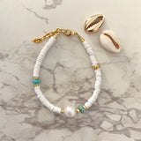 14KGF Pearl Bracelet Wooden Chip Splicing Soft Pottery Clay