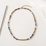 14KGF Women's Natural Stone Beads Choker Necklace
