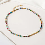 Colorful Natural Stone Beads Choker Necklace 14KGF Women's Jewelry