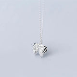 Real Silver 925 Angel Wings Double Bird Feather Necklace Pendant