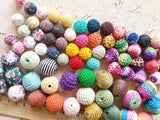 75Pcs Mix Styles Colorful Cotton Cloth Wax Wire Acrylic Beads Jewelry Beads