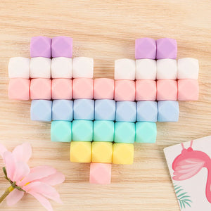 14MM 30Pcs Silicone Beads Hexagonal For Bracelet Necklace Jewelry Pacifier Chain