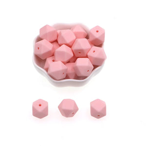 14MM 30Pcs Silicone Beads Hexagonal For Bracelet Necklace Jewelry Pacifier Chain
