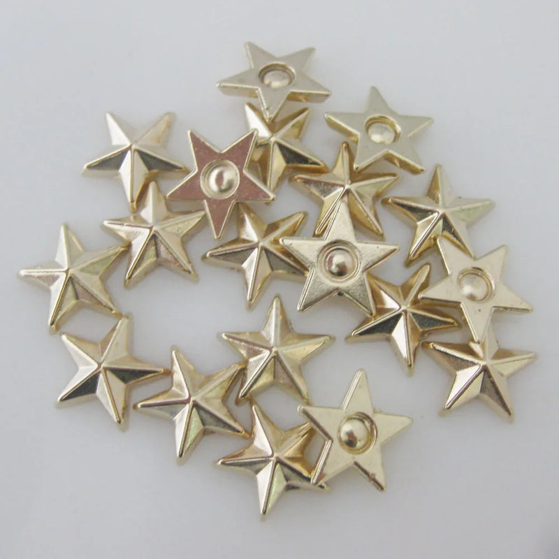 14MM Star Slice Flatback Buttons Gold 100Pcs