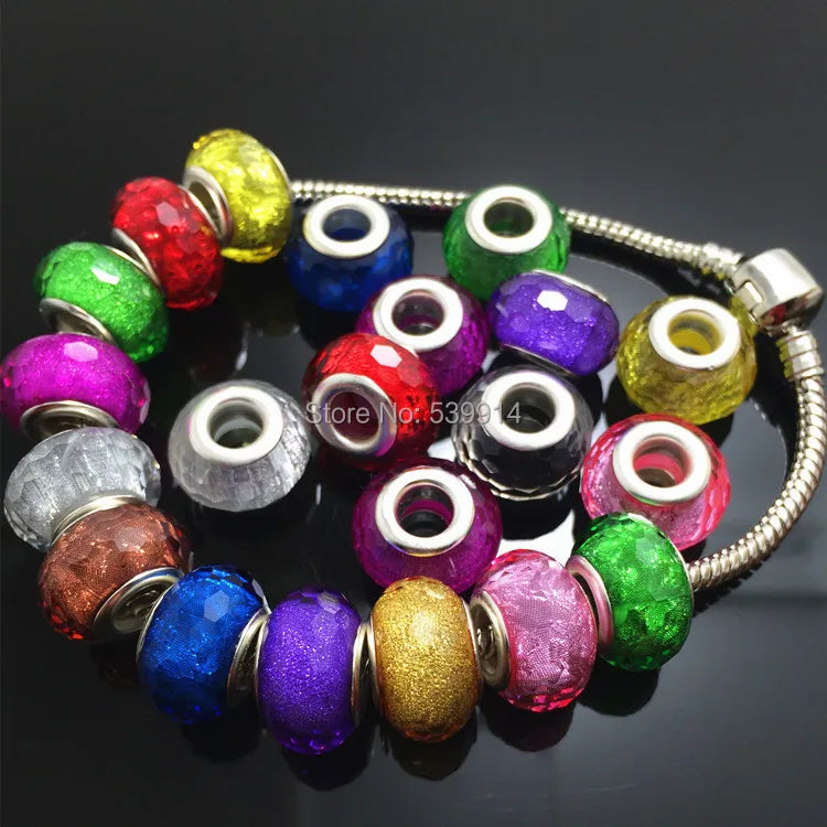 Mixed Glitter Cut&Faceted Beads Charms 100pcs/lot