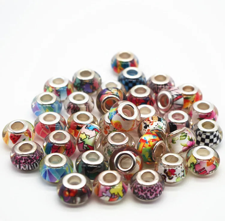 14MM Mixed Silver Plated Large Hole Loose Beads Charms for European Bracelet