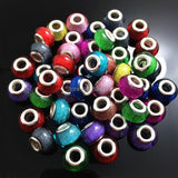 14MM Glitter Powder Big Hole Beads Charms 100pcs