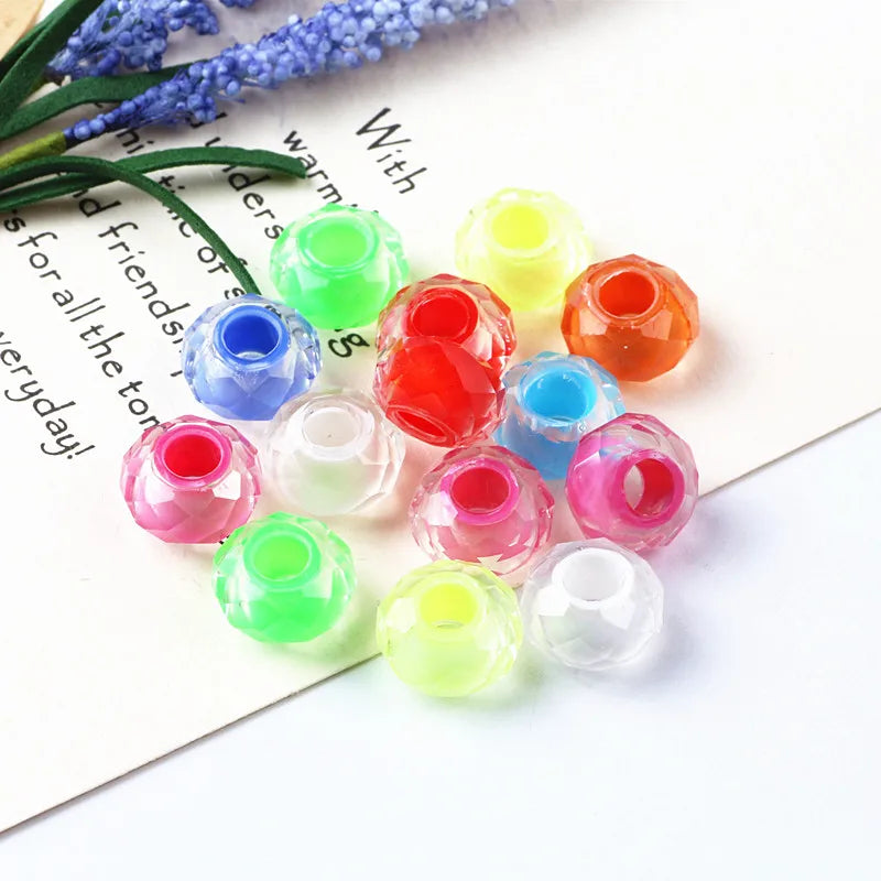 Mixed Colorful Resin Faceted Beads 100pcs/lot DIY Bracelet Charms