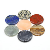 14PC Amazonite Rose Quartz Jade Lapis Stone Disc Pendant