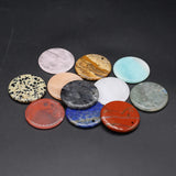 14PC Amazonite Rose Quartz Jade Lapis Stone Disc Pendant