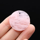 14PC Amazonite Rose Quartz Jade Lapis Stone Disc Pendant