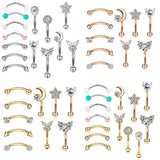14PC Stainless Steel Crystal Butterfly Piercing Body Jewelry