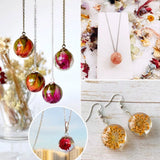 14Pcs Glass Pendants with Dried Flower Inside 20.5x16mm