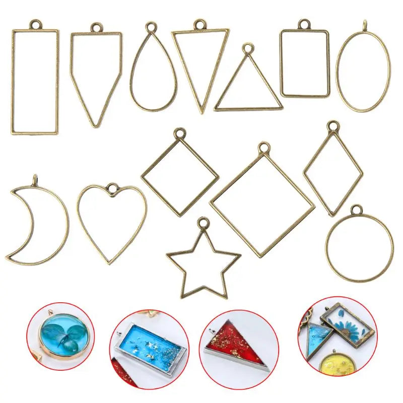 14Pcs Geometric Metal Frame Set for DIY Epoxy Resin UV Crystal Silicone Molds
