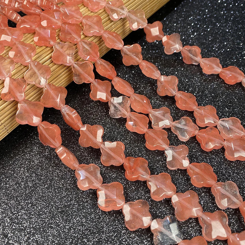14Pcs Natural Stone Beads Semi-precious Flower Loose Beads DIY Jewelry
