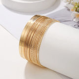 14Pcs Women Bracelets Bangle Sets Punk Bohemian Decorative Golden Cuff Metal