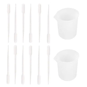 14Pcs Resin Mixing Cups Set with 100ml Measuring Cups and Plastic Droppers