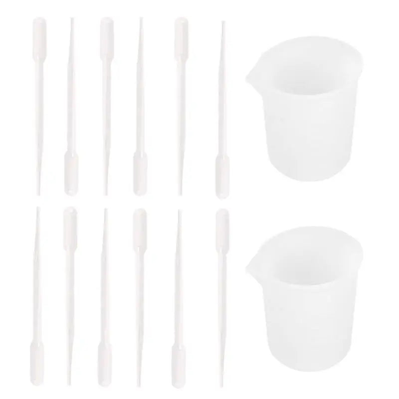 14Pcs Resin Mixing Cups Set with 100ml Measuring Cups and Plastic Droppers