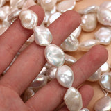 4Pcs High Light Natural Freshwater Pearl Flat Beads