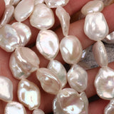 4Pcs High Light Natural Freshwater Pearl Flat Beads