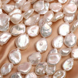4Pcs High Light Natural Freshwater Pearl Flat Beads