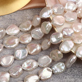4Pcs High Light Natural Freshwater Pearl Flat Beads