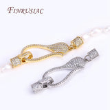 50MM 18K Gold-Plated CZ Clasp for DIY Pearl Necklace