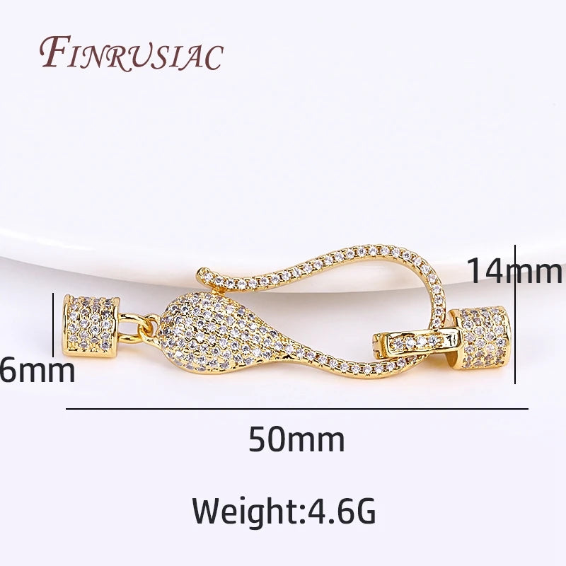 50MM 18K Gold-Plated CZ Clasp for DIY Pearl Necklace