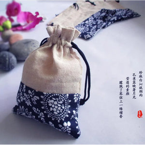 Chinese Style Fabric Drawstring Pouch 10pcs/lot Linen Jewelry Bag
