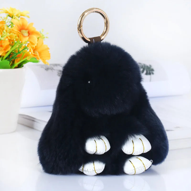 14cm Pluff Bunny Keychain Rex Rabbit Fur Key Chains For Women Bag Toys Doll