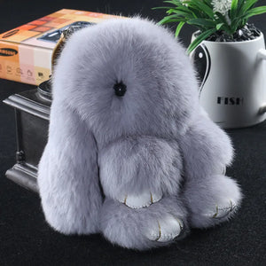 14cm Pluff Bunny Keychain Rex Rabbit Fur Key Chains For Women Bag Toys Doll