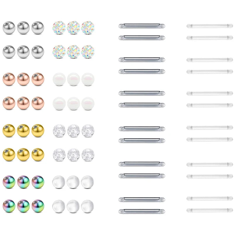 14g Nipple Rings Replacement Balls Tongue Rings 5mm Top Ball Set
