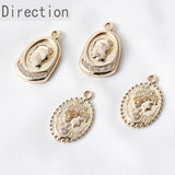 14k Gold-plated Copper Beauty Head Stone Pendant DIY Material