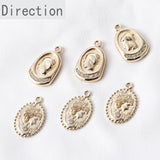 14k Gold-plated Copper Beauty Head Stone Pendant DIY Material