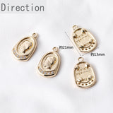 14k Gold-plated Copper Beauty Head Stone Pendant DIY Material