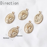 14k Gold-plated Copper Beauty Head Stone Pendant DIY Material