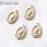 14k Gold-plated Copper Beauty Head Stone Pendant DIY Material