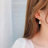 14k Electric Plating Asymmetrical Earrings Zircon Bear Accessories