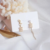 14k Electric Plating Asymmetrical Earrings Zircon Bear Accessories