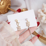 14k Electric Plating Asymmetrical Earrings Zircon Bear Accessories