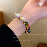 14k French Light Baroque Freshwater Pearl Open Bracelet