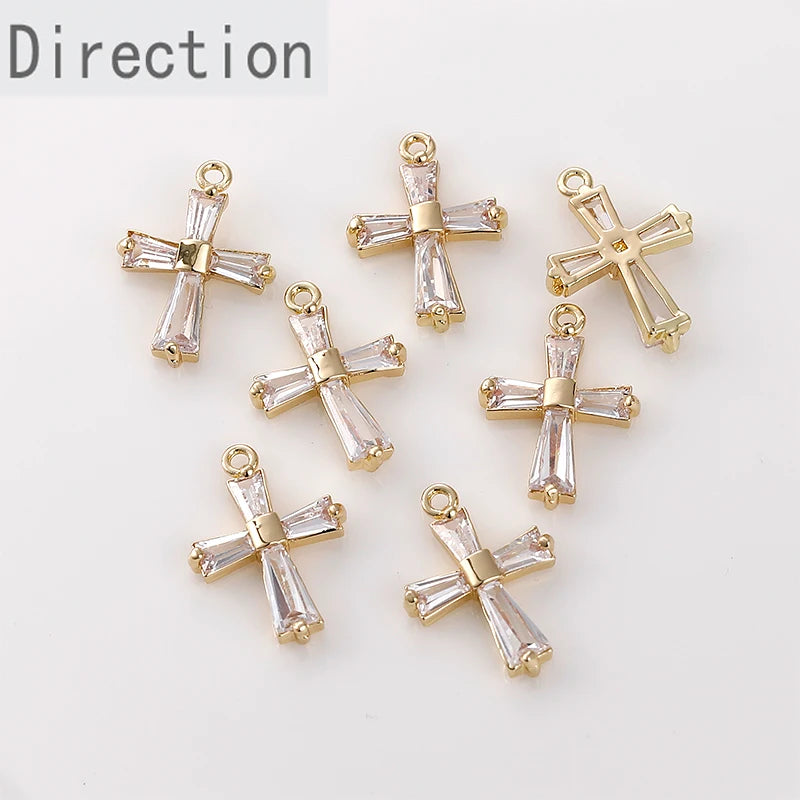 14k Angel Cross Zircon Pendant DIY Jewelry Accessories
