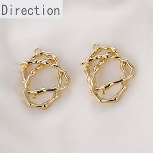 14k Bag Cold Wind Irregular Line Earrings Pendant DIY Jewelry Accessories