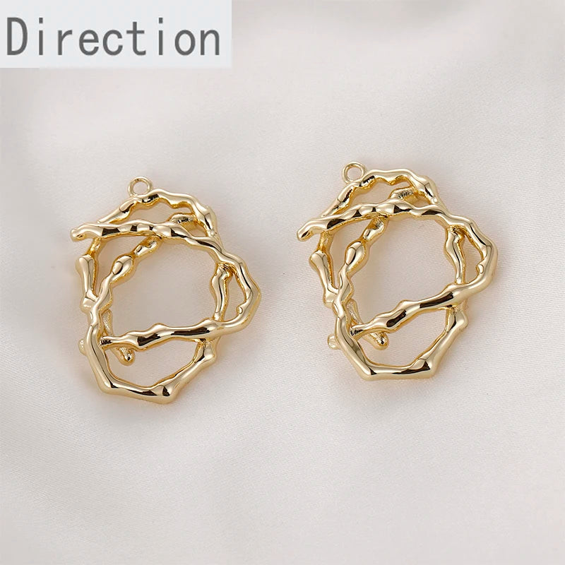 14k Bag Cold Wind Irregular Line Earrings Pendant DIY Jewelry Accessories