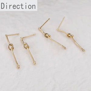 14k Bag Long Knotted Single Ear Needle Silver Needle Earrings