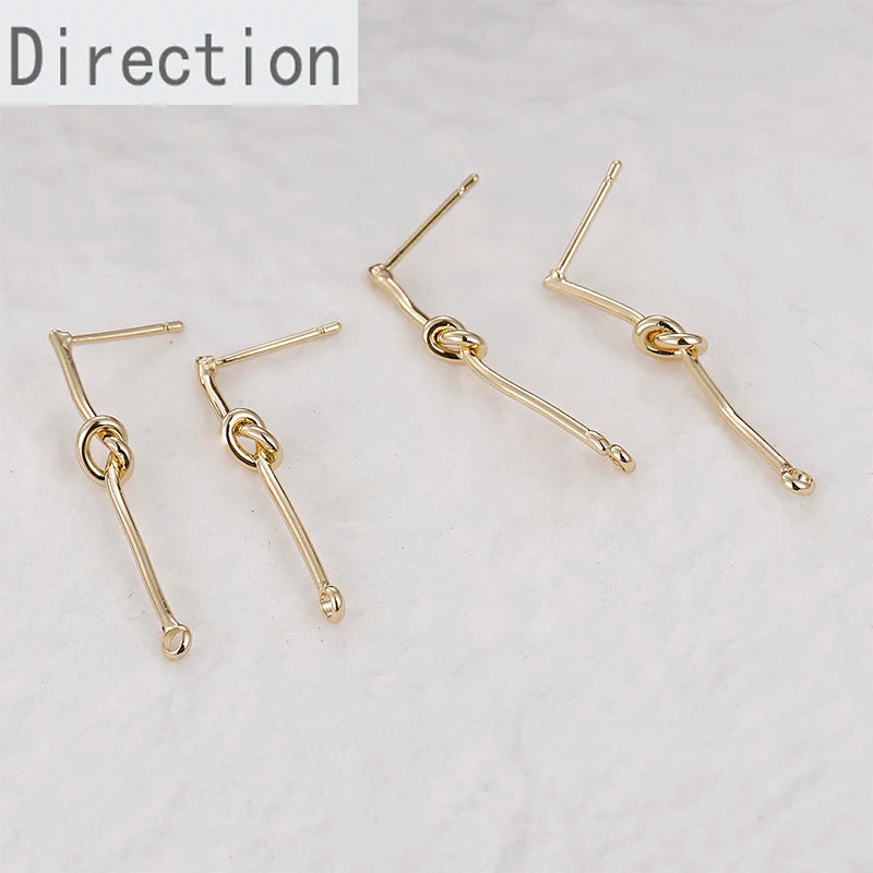 14k Bag Long Knotted Single Ear Needle Silver Needle Earrings