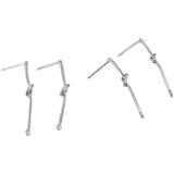 14k Bag Long Knotted Single Ear Needle Silver Needle Earrings