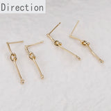 14k Bag Long Knotted Single Ear Needle Silver Needle Earrings