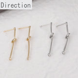 14k Bag Long Knotted Single Ear Needle Silver Needle Earrings