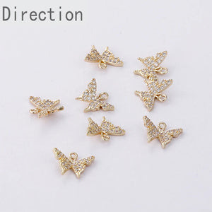 14k Butterfly Zircon Pendant DIY Earrings Necklace Chain - Accessories